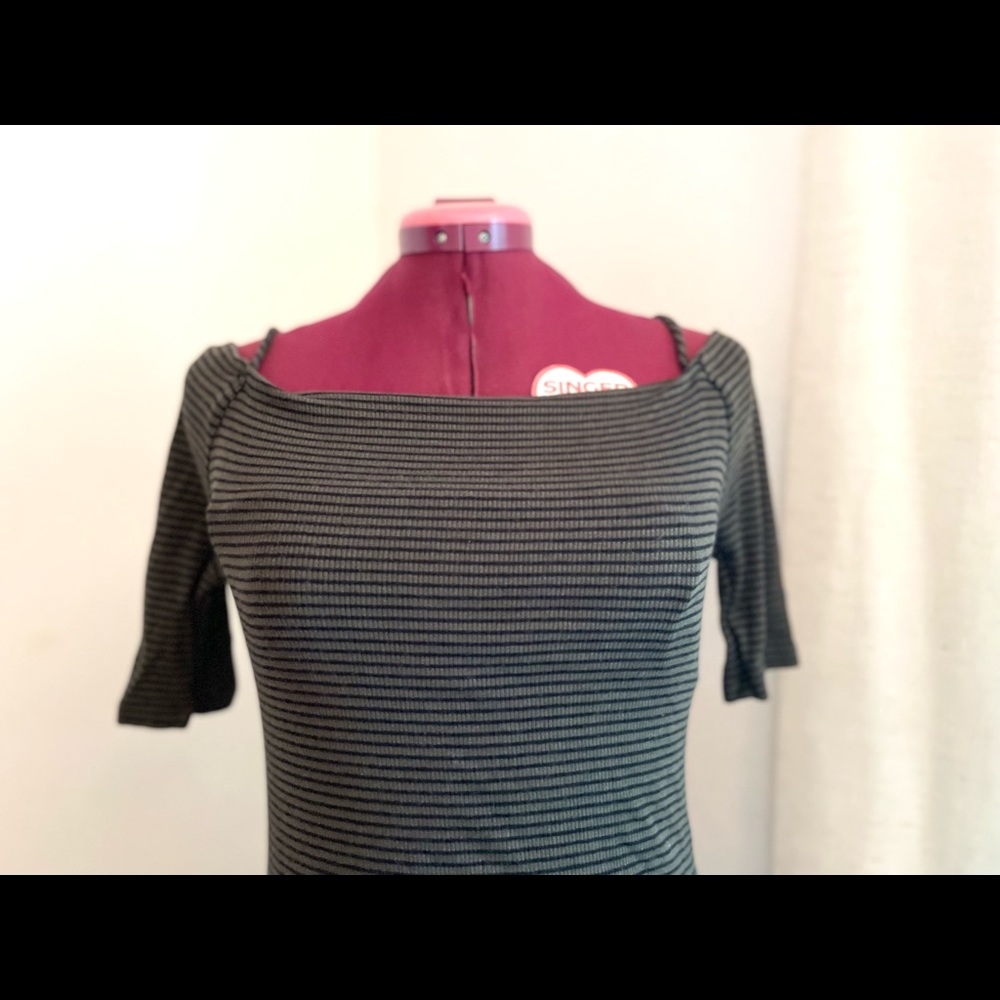 Green & Black Striped Top